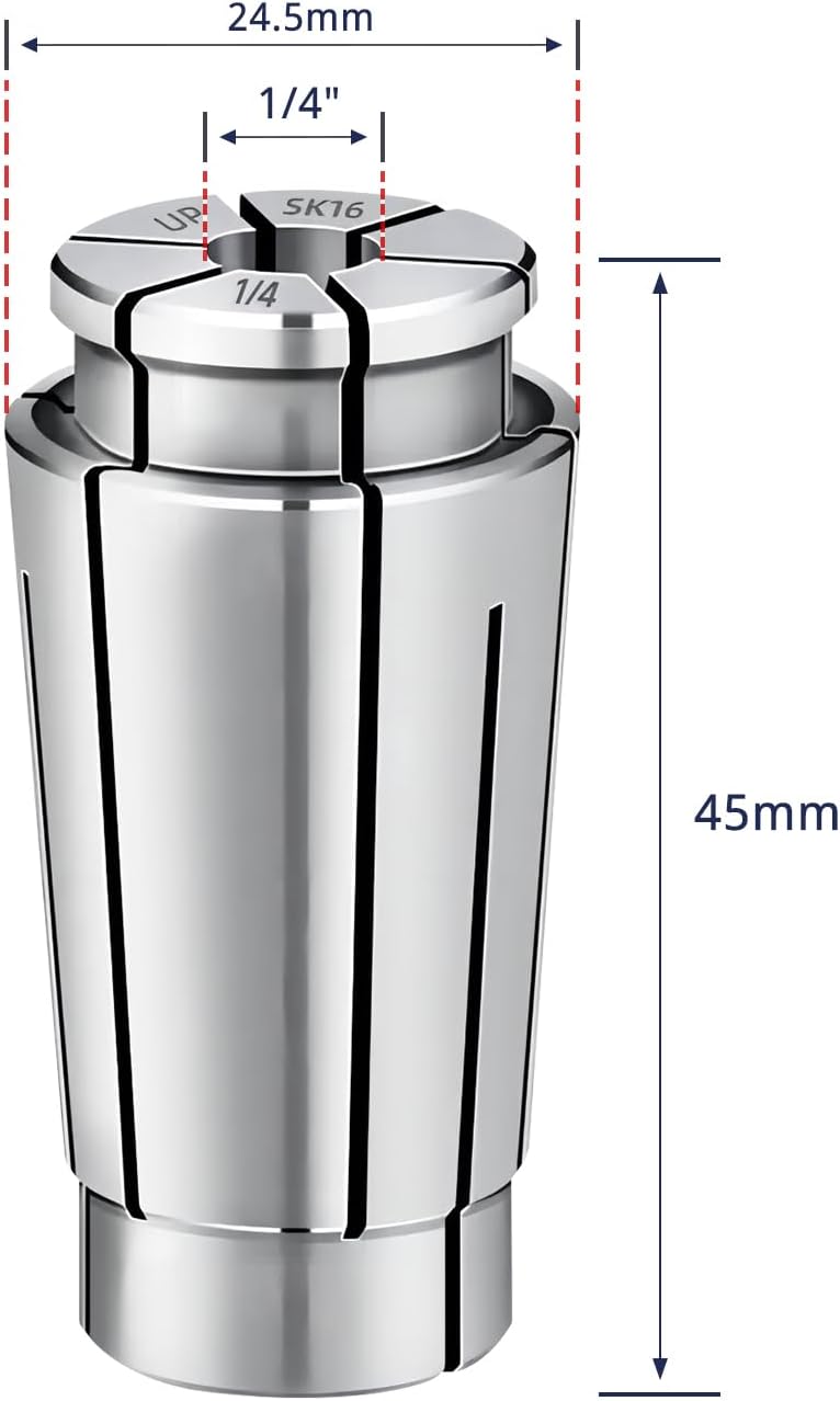 WEXWE Tools SK16 1/4 Inch High Precision Spring Collets, Accuracy Class: AAA Within: 0.005mm SK Router Collets For SK16 CNC Tools Holder CNC Milling 1pcs - Image 2